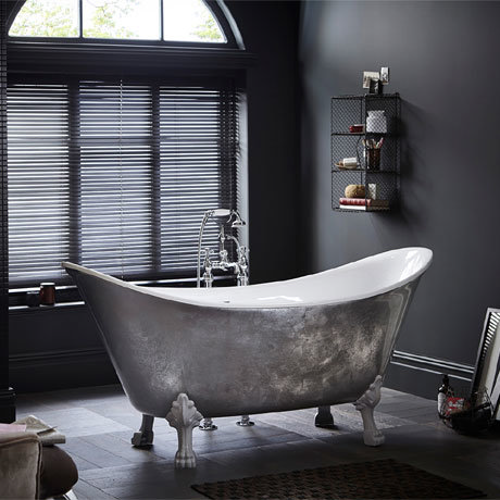 Heritage Lyddington Freestanding Acrylic Bath (1730 x 750mm) with Feet - Stainless Steel Effect