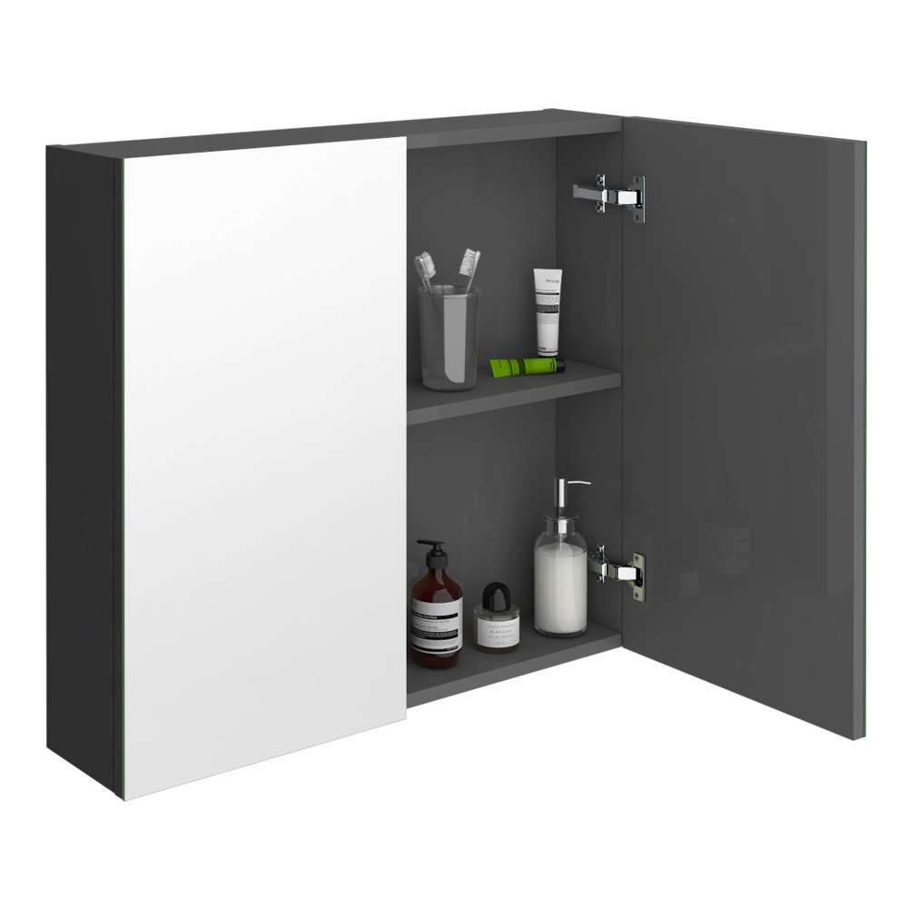 Brooklyn 800mm Gloss Grey Bathroom Mirror Cabinet 2 Door Victorian Plumbing Uk 9138