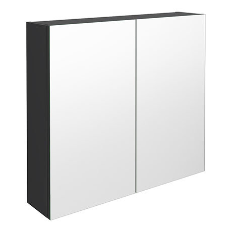 Brooklyn 800mm Gloss Grey Bathroom Mirror Cabinet - 2 Door