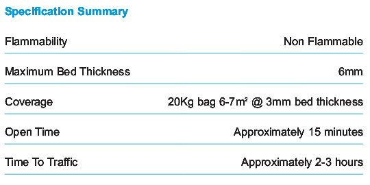 Wall and floor adhesive specification summary