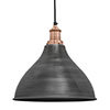 Industville Brooklyn 12" Pewter Cone Pendant Light - Copper Holder - BR-CP12-P-CH profile small image view 1 