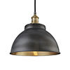 Industville Brooklyn 13" Pewter & Brass Dome Pendant - Brass Holder - BR-DP13-BP-BH profile small image view 1 