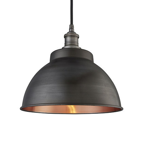 Industville Brooklyn 13" Dome Pendant - Pewter & Copper - BR-DP13-CP-PH