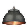 Industville Brooklyn 17" Pewter & Copper Dome Pendant - Pewter Holder - BR-DP17-CP-PH profile small image view 1 