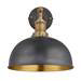 Industville Brooklyn 8" Dome Wall Light - Pewter & Brass - BR-DWL8-BP-BH profile small image view 2 