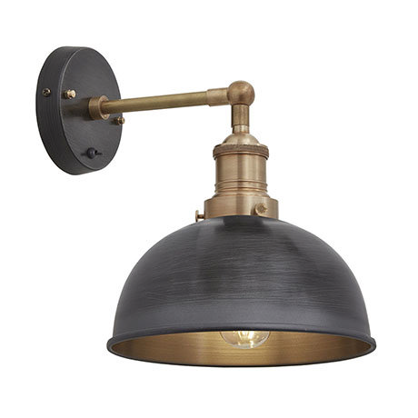 Industville Brooklyn 8" Dome Wall Light - Pewter - BR-DWL8-P-BH