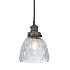 Industville Brooklyn 7&quot; Glass Cone Pendant Light - Pewter - BR-GLCP7-PH