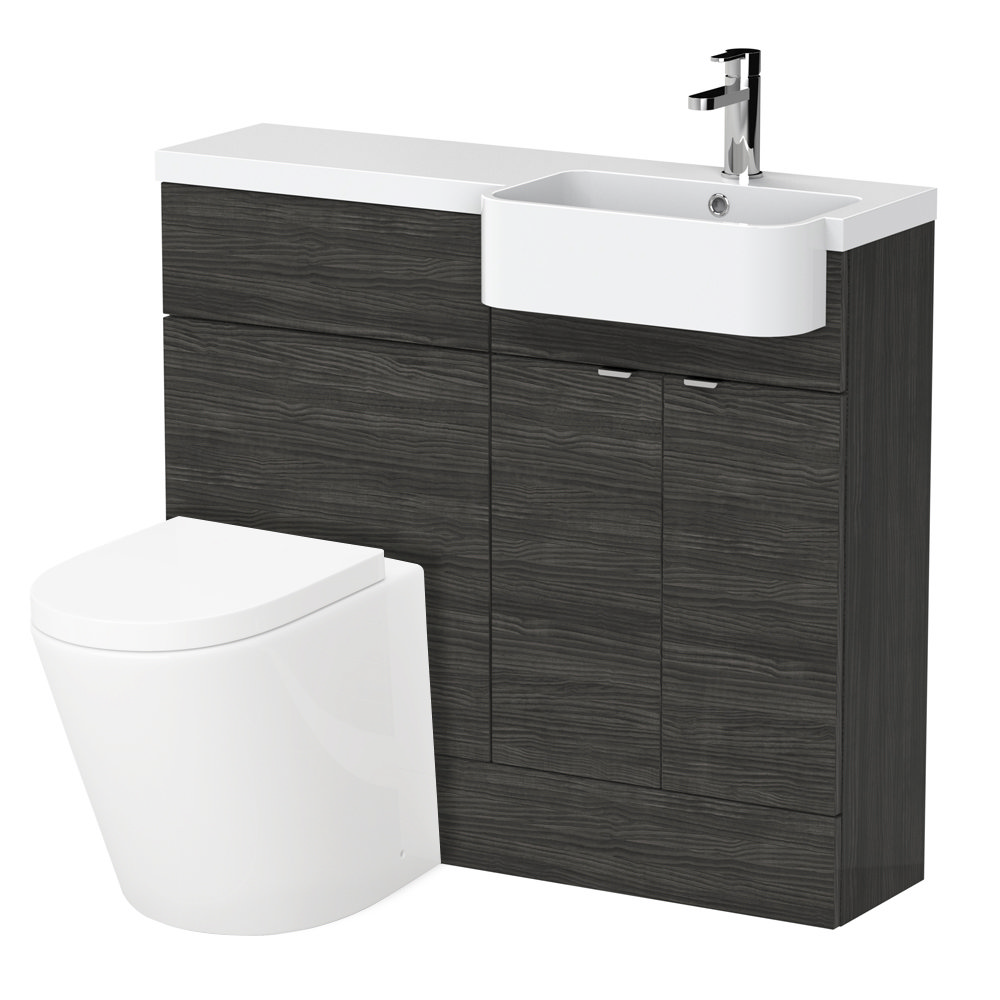 Brooklyn 1000 Black SemiRecessed Combination Unit (Vanity + WC Unit