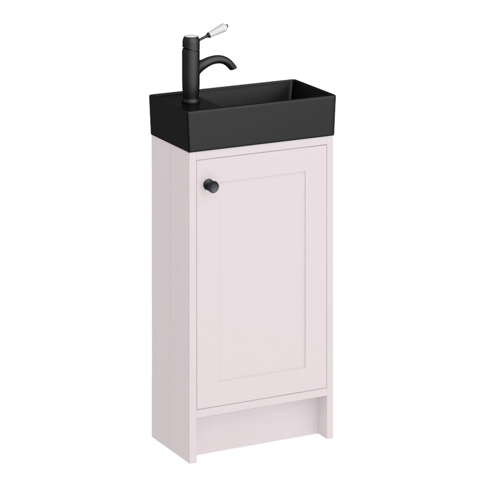 Bromley Pink Cloakroom Vanity Unit (incl. Black Basin + Matt Black Handle)