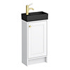 Bromley White Cloakroom Vanity Unit (incl. Black Basin + Brushed Brass Handle) profile small image view 1 