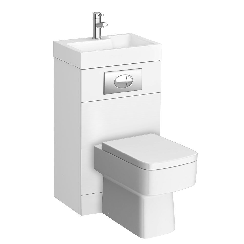 Brooklyn White Gloss Combined Two In One Wash Basin And Toilet 500mm