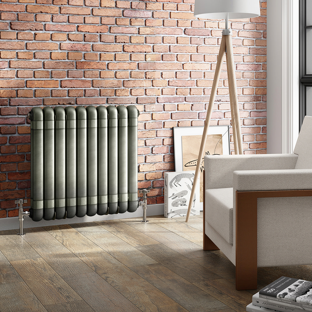 Buxton 600 x 615 mm Raw Metal (Lacquered) 2 Column Horizontal Radiator