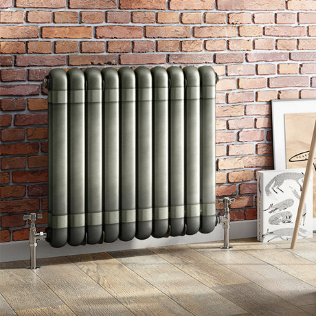 Buxton 600 x 615 mm Raw Metal (Lacquered) 2 Column Horizontal Radiator ...