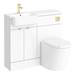 Brooklyn 1000 Gloss White Round Semi-Recessed Combination Unit w. Brushed Brass Handles + Flush profile small image view 5 
