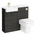Brooklyn 1000 Black Square Semi-Recessed Combination Unit w. Brushed Brass Handles + Flush profile small image view 5 