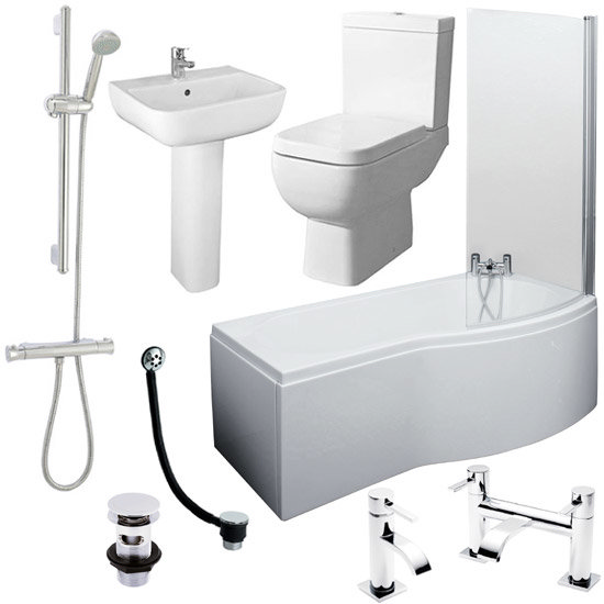 B-Shaped 1700 Complete Bathroom Package at Victorian Plumbing UK