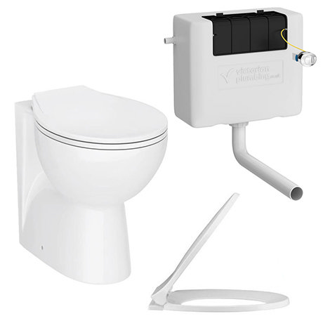 Ceramic BTW Toilet Pan with Soft-Close Seat + Dual Flush Concealed Cistern
