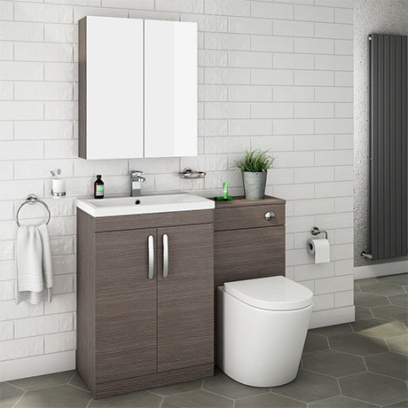 Brooklyn Grey Avola Modern Sink Vanity Unit Toilet Package