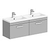 Brooklyn 1205mm Grey Mist Wall Hung 2 Drawer Double Basin Vanity Unit profile small image view 1 