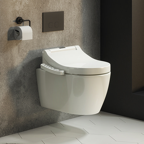 Bianco Wall Hung Smart Toilet with Bidet Wash Function, Heated Seat + Dryer