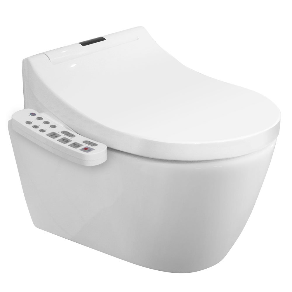 Bianco Wall Hung Smart Toilet with Bidet Wash Function, Heated Seat + Dryer