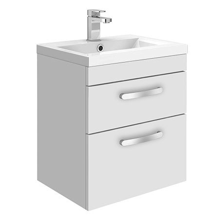 Brooklyn 500mm White Gloss 2 Drawer Wall Hung Vanity Unit | Victorian ...