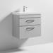 Brooklyn 600 Grey Mist Wall Hung 2 Drawer Vanity Unit with Thin-Edge Basin profile small image view 3 