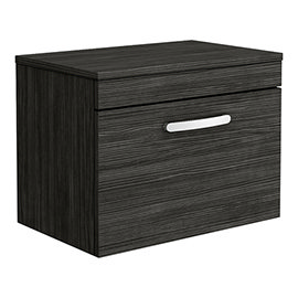 Brooklyn Wall Hung Countertop Vanity Unit - Black - 605mm with Chrome Handle