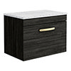Brooklyn Wall Hung Countertop Vanity - Black - 600mm with White Worktop & Brushed Brass Handle profile small image view 1 
