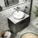 Brooklyn Wall Hung Countertop Vanity - Black - 600mm with White Worktop & Matt Black Handle profile small image view 2 