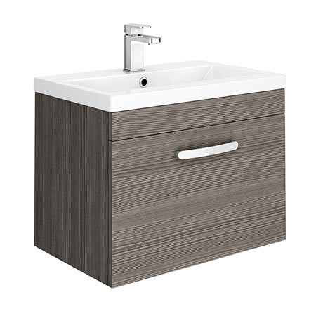 2 Large Storage Soft Close Drawers Space Saving GLANZHOUS Modern Light Grey bathroom Wall Hung Vanity Unit with Ceramic Basin 800mm