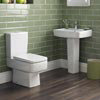 Bliss 4 Piece Bathroom Suite - CC Toilet & 1TH Basin with Pedestal - 2 x Basin Size and Seat Options profile small image view 1 