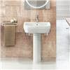 Britton Bathrooms - Curve Washbasin with round full pedestal - 2 Size Options profile small image view 3 