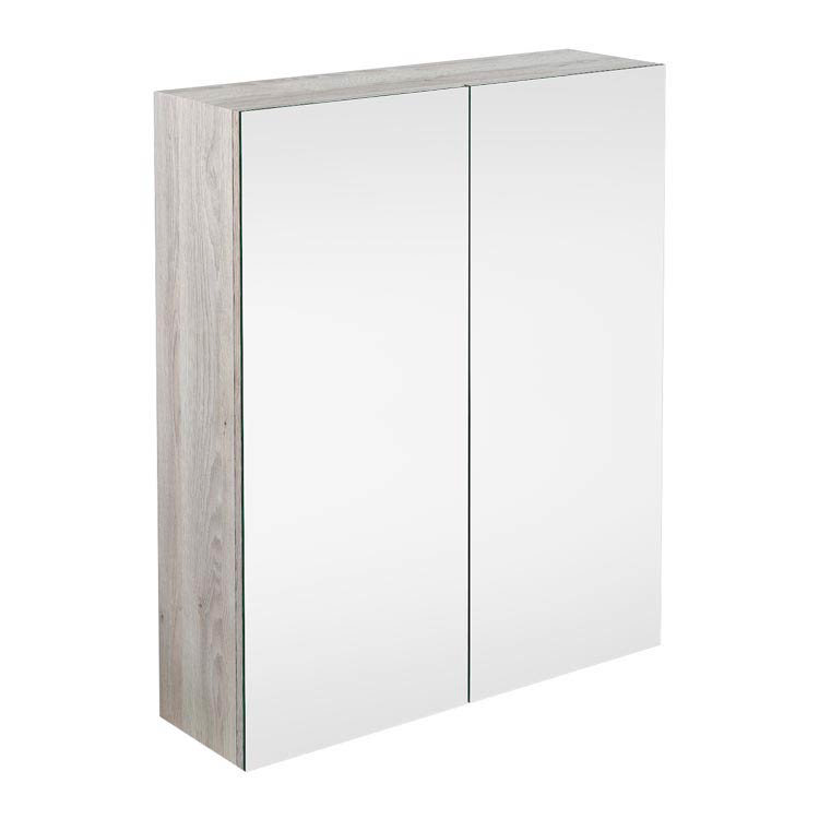 Brooklyn Bathroom Mirror Cabinet 2 Door Grey Brown Avola 600mm At Victorian Plumbing Uk