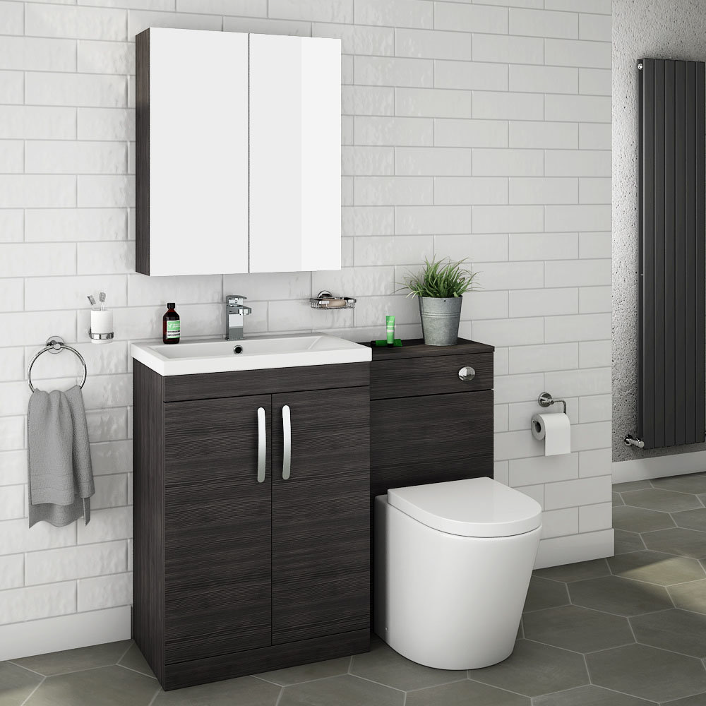 Brooklyn Black Modern Sink Vanity Unit + Toilet Package | Victorian