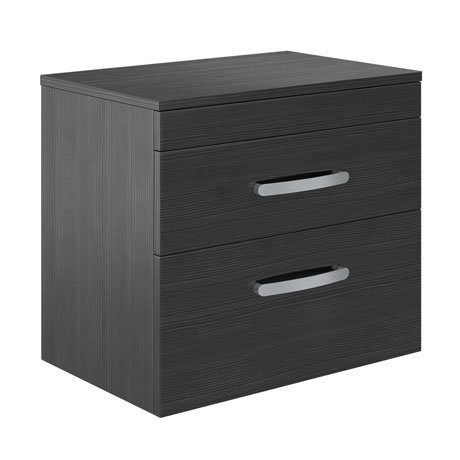 Brooklyn Black Worktop Double Drawer Wall Hung Cabinet Online Now