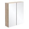Brooklyn Natural Oak 600mm Bathroom Mirror Cabinet - 2 Door profile small image view 1 