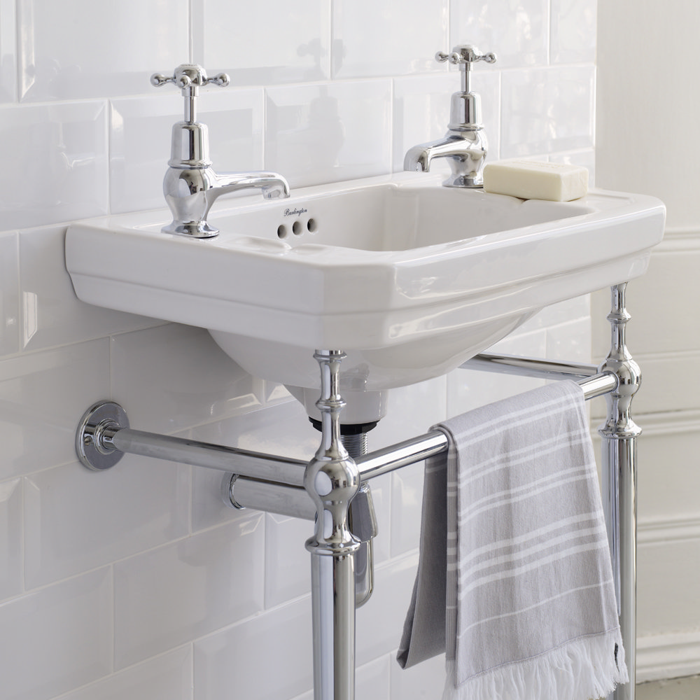 Burlington Cloakroom 2TH Victorian Basin and Chrome Wash Stand B9T21
