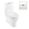 Britton Curve2 Rimless Close Coupled Back To Wall Toilet with Brushed Brass Flush Button + Soft Close Seat profile small image view 1 