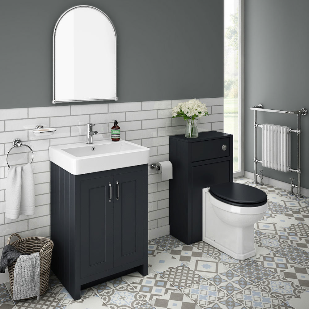 Chatsworth Traditional Graphite Sink Vanity Unit + Toilet Package