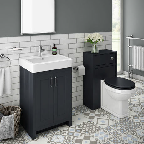 Sworth Traditional Graphite Sink, Bathroom Black Vanity Units
