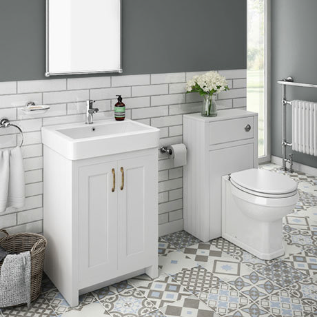 Chatsworth Traditional White Sink Vanity Unit + Toilet Package ...