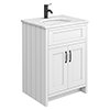 Chatsworth White 610mm Vanity with White Marble Basin Top + Matt Black Handles profile small image view 1 