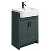Chatsworth Traditional Green Semi-Recessed Vanity - 600mm Wide with Matt Black Handles profile small image view 1 