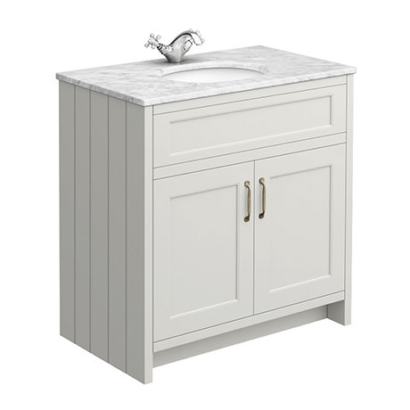 Chatsworth Grey 810mm Vanity with White Marble Basin Top