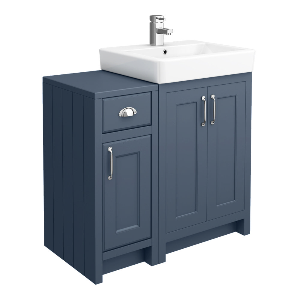 Chatsworth Traditional Blue 560mm Vanity Sink + 300mm Cupboard Unit Victorian Plumbing UK