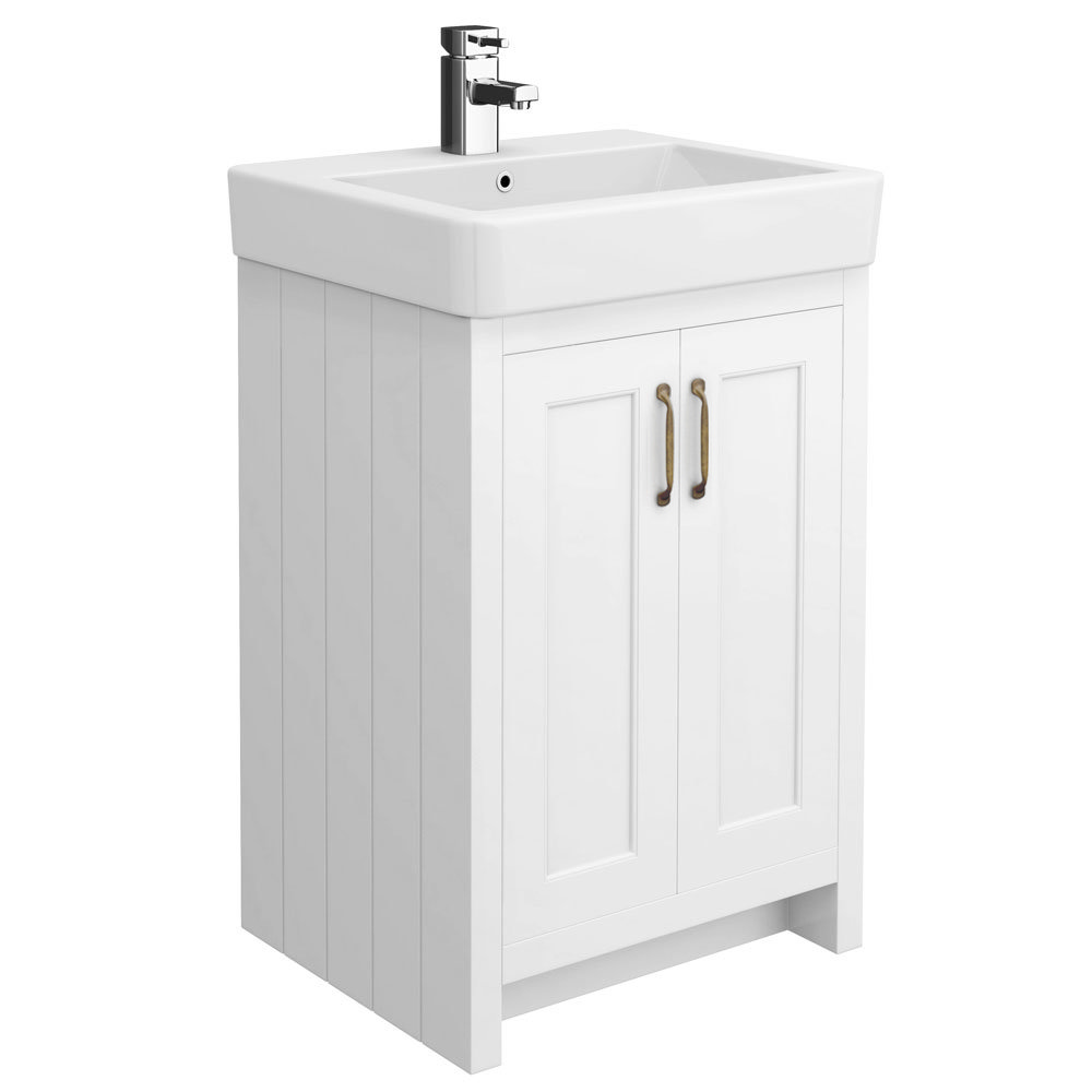 Chatsworth Traditional White 560mm Vanity Sink + 300mm Cupboard Unit
