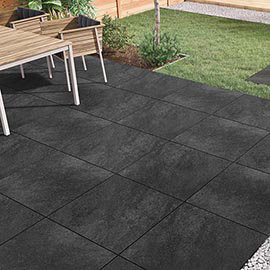 Carmona Black Outdoor Stone Effect Floor Tile - 600 x 900mm