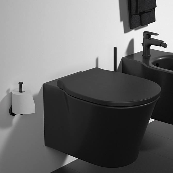 Ideal Standard Connect Air Silk Black AquaBlade Wall Hung Toilet + Soft Close Seat