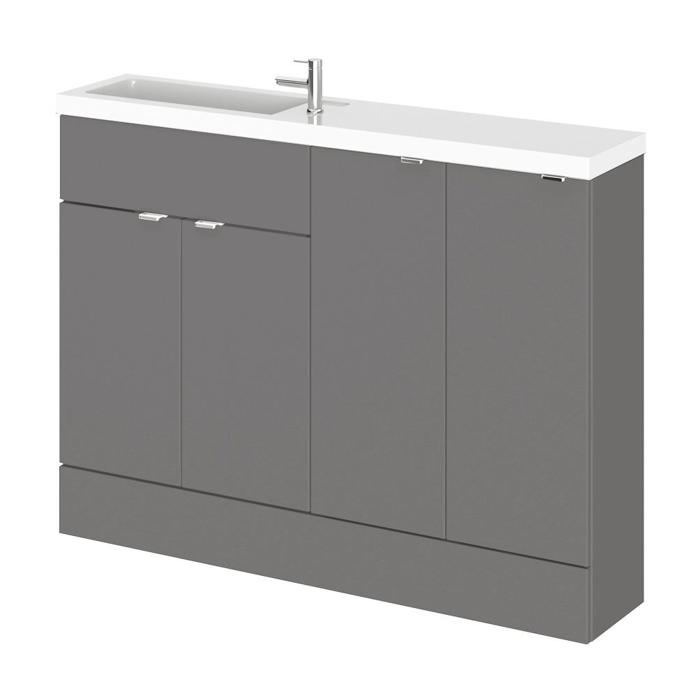 Hudson Reed 1200mm Gloss Grey Compact Combination Unit (600 Vanity, 300